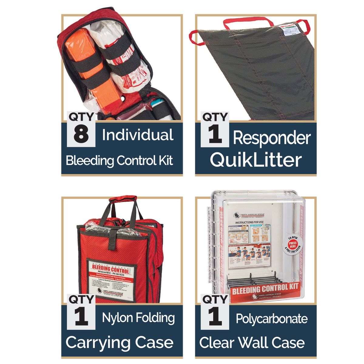 Public Access Bleeding Control Stations - 8-Pack Nylon